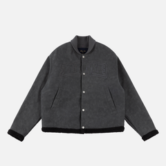 Faux Suede Varsity Jacket