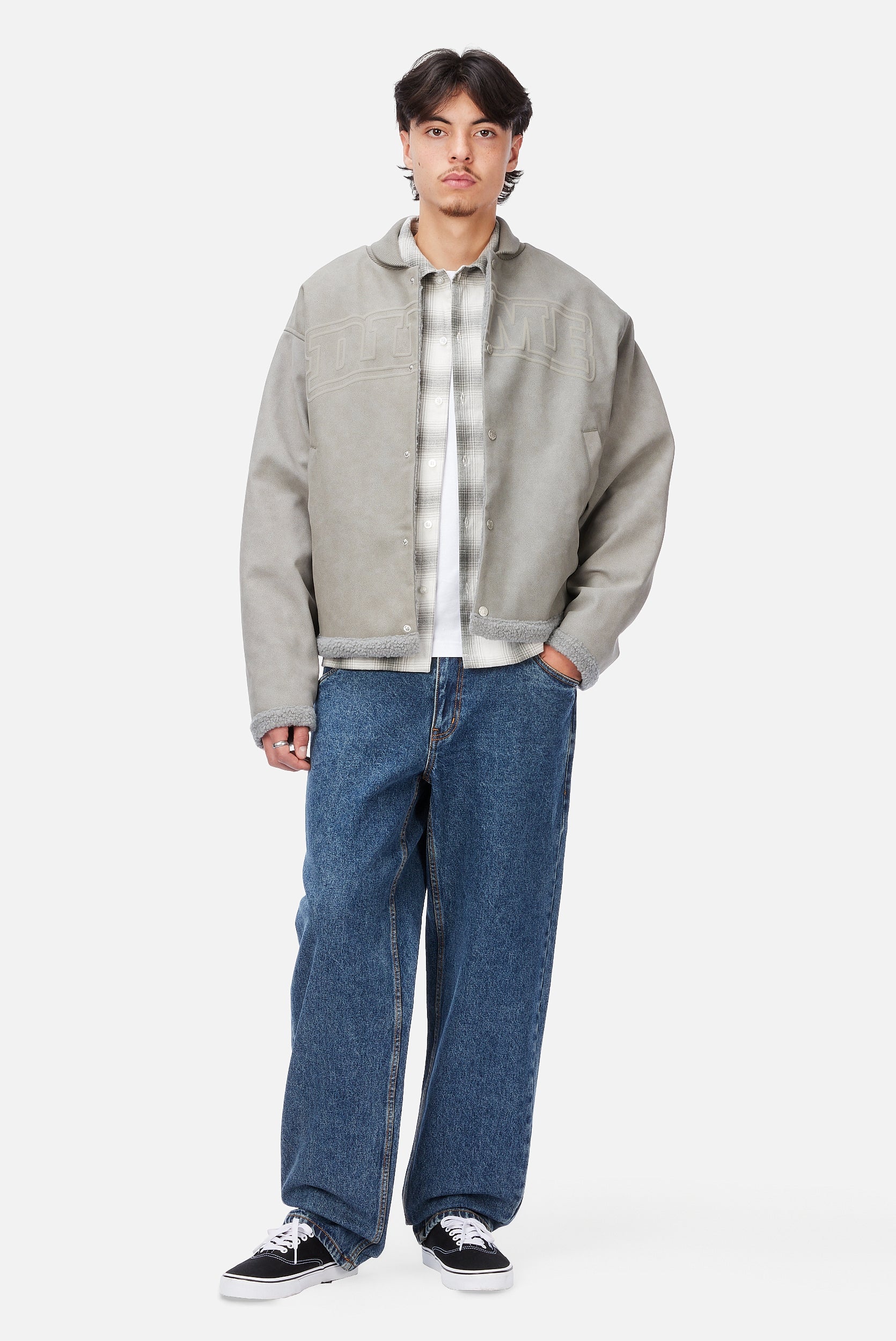 Faux Suede Varsity Jacket