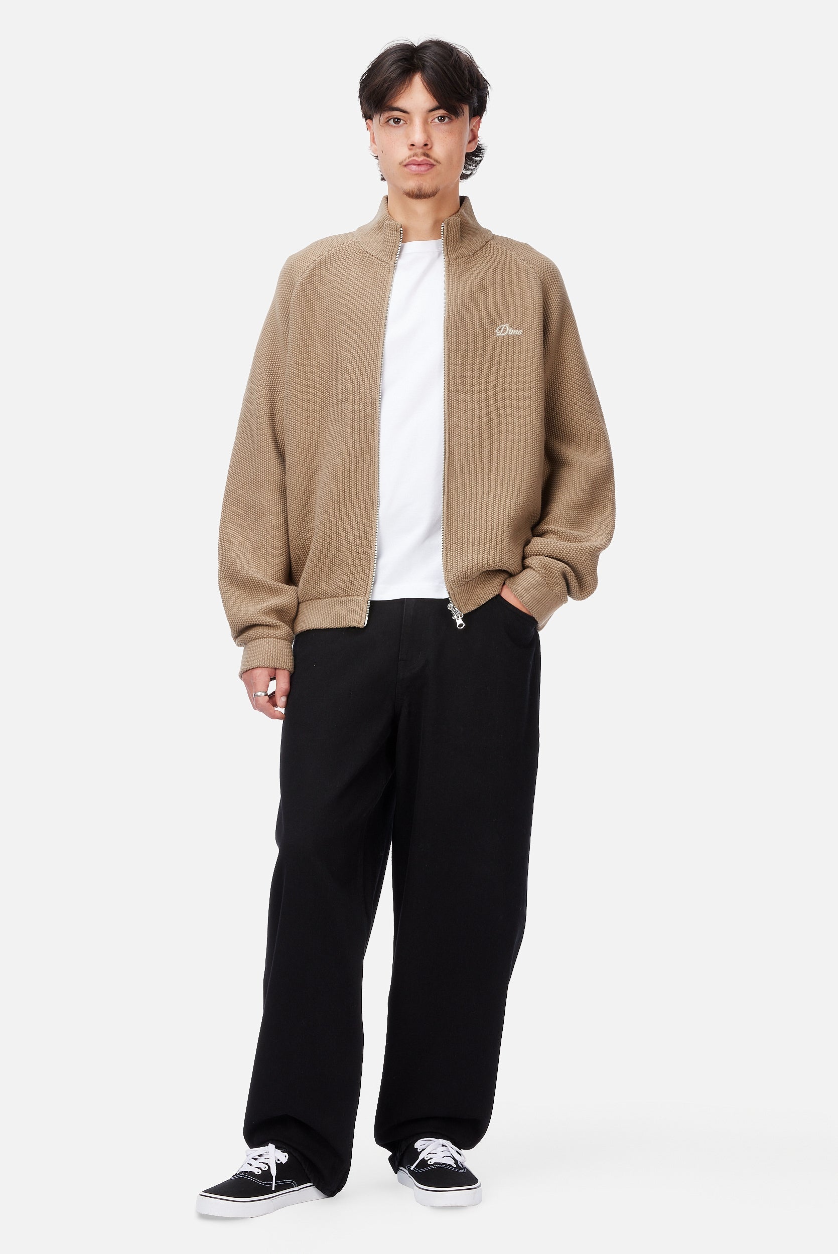 Knitted Pique Zip Sweater