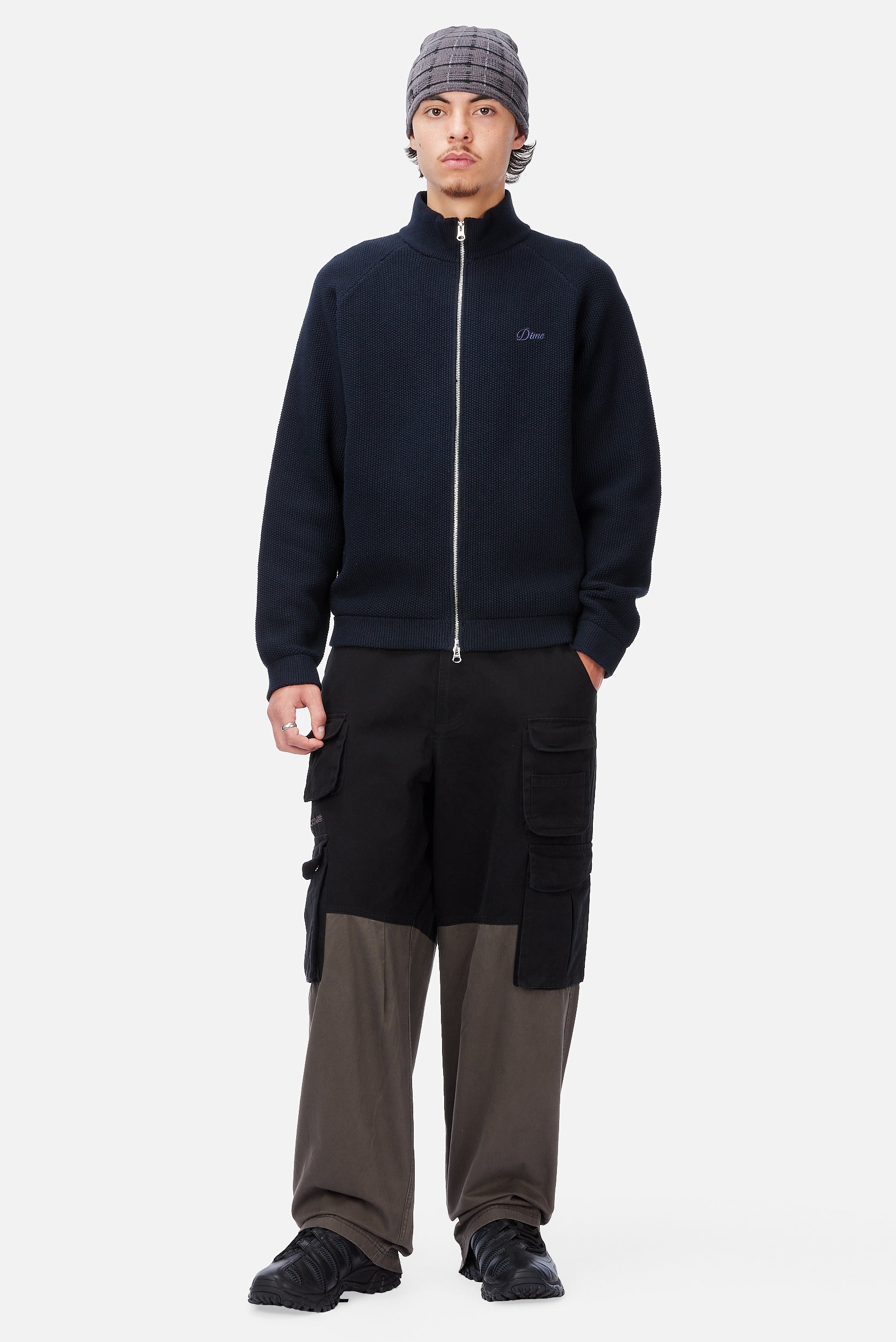Knitted Pique Zip Sweater